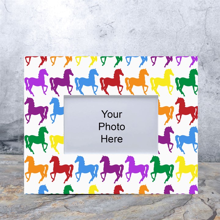 Colorful Horse Background Wallpaper White Tabletop Photo Frame 4 x6 