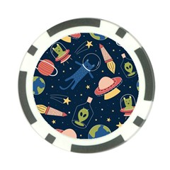 Seamless Pattern With Funny Alien Cat Galaxy Poker Chip Card Guard by Ndabl3x