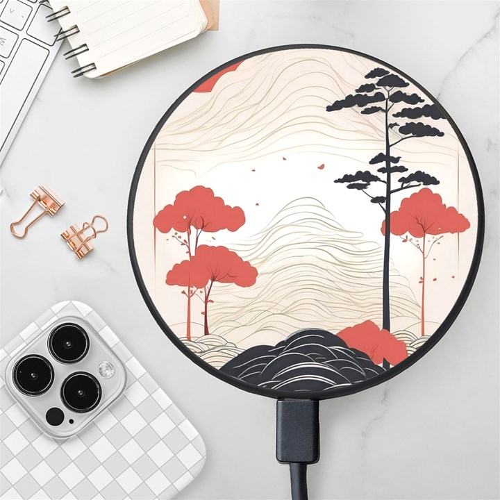 Japanese Nature Spring Garden Wireless Fast Charger(Black)