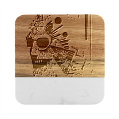 You Wanna Know The Real Me? Marble Wood Coaster (square) by essentialimage