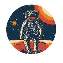 Vintage Retro Space Posters Astronaut Mini Round Pill Box by Sarkoni