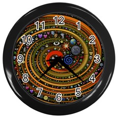 Swirl Vortex Emoji Cyclone Motion Art Wall Clock (black) by Paksenen