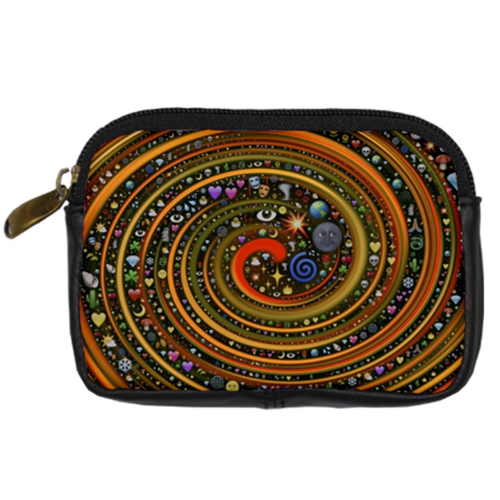 Swirl Vortex Emoji Cyclone Motion Art Digital Camera Leather Case