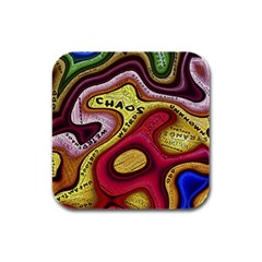 Chaos Unknown Unfamiliar Strange Rubber Square Coaster (4 Pack) by Paksenen