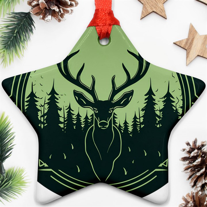 Deer Forest Nature Star Ornament (Two Sides)