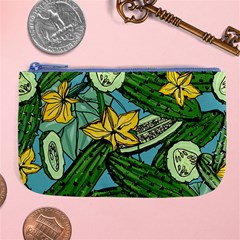 Seamless Pattern With Cucumber Slice Flower Colorful Hand Drawn Background With Vegetables Wallpaper Large Coin Purse by Ket1n9