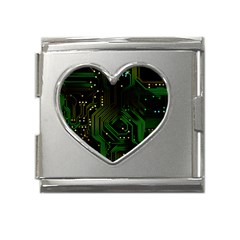 Circuits Circuit Board Green Technology Mega Link Heart Italian Charm (18mm) by Ndabl3x