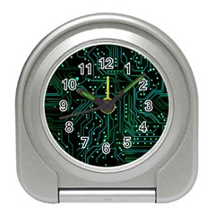 Circuits Circuit Board Green Travel Alarm Clock by Ndabl3x