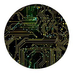 Circuits Circuit Board Yelow Round Glass Fridge Magnet (4 Pack) by Ndabl3x