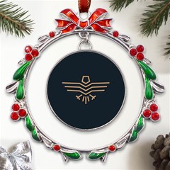 Eagle Bird Metal X mas Wreath Ribbon Ornament by Cendanart