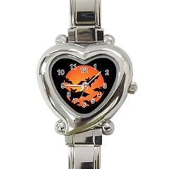 Halloween Bats Moon Full Moon Heart Italian Charm Watch by Cendanart