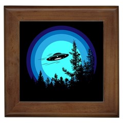 Ufo Alien Night Sky Night Framed Tile by Cendanart