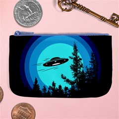 Ufo Alien Night Sky Night Large Coin Purse by Cendanart