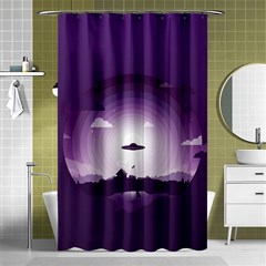 Ufo Illustration Style Minimalism Silhouette Shower Curtain 48  X 72  (small)  by Cendanart