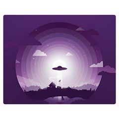 Ufo Illustration Style Minimalism Silhouette Two Sides Premium Plush Fleece Blanket (medium) by Cendanart