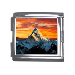 Snow Capped Mountain Himalayas Clouds Landscape Nature Mega Link Italian Charm (18mm) by Cendanart