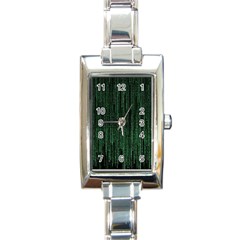 Green Matrix Code Illustration Digital Art Portrait Display Rectangle Italian Charm Watch by Cendanart