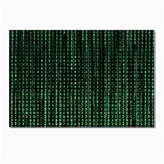 Green Matrix Code Illustration Digital Art Portrait Display Postcards 5  X 7  (pkg Of 10) by Cendanart