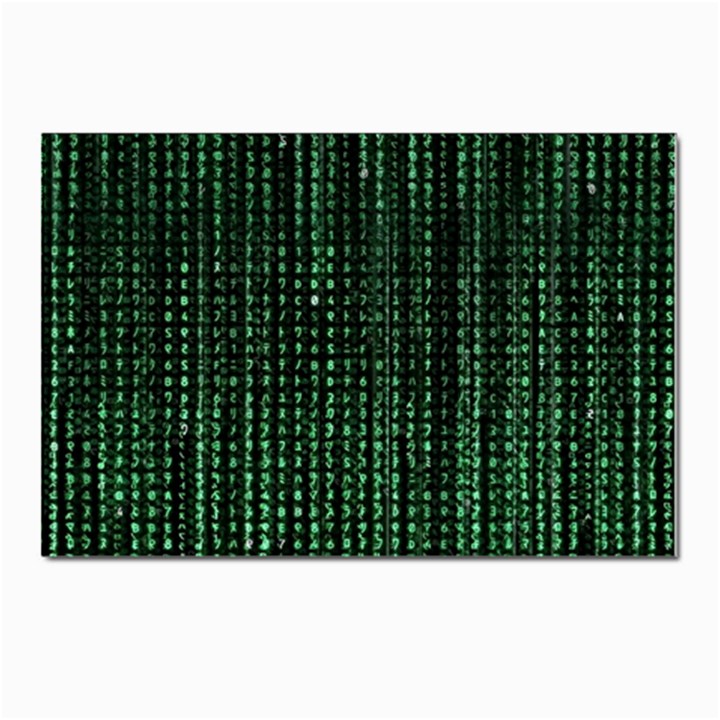 Green Matrix Code Illustration Digital Art Portrait Display Postcards 5  x 7  (Pkg of 10)