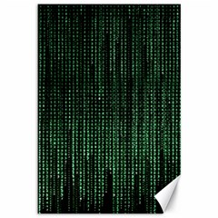 Green Matrix Code Illustration Digital Art Portrait Display Canvas 12  X 18  by Cendanart