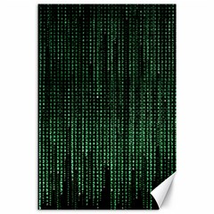 Green Matrix Code Illustration Digital Art Portrait Display Canvas 24  X 36  by Cendanart