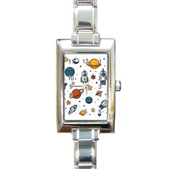 Set Cartoon Symbol Pattern Rectangle Italian Charm Watch by Bedest