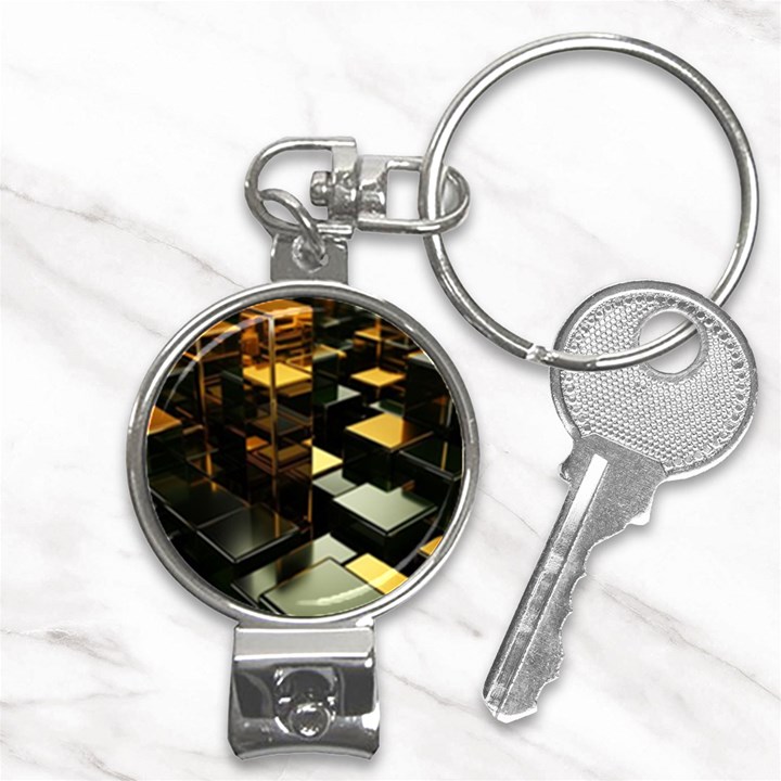 Abstract Shiny Pattern Nail Clippers Key Chain