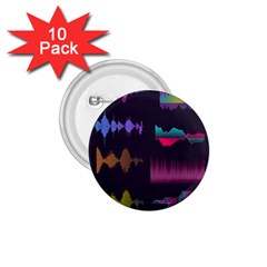 Colorful Sound Wave Set 1 75  Buttons (10 Pack) by Bedest