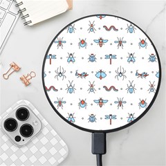 Insects Icons Square Seamless Pattern Wireless Fast Charger(black) by Bedest