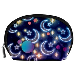 Shine Sparkle Print Dark Purple Blue Stars Moon Accessory Pouch  by CoolDesigns