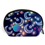 Shine Sparkle Print Dark Purple Blue Stars Moon Accessory Pouch  Front