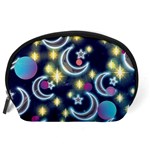 Shine Sparkle Print Dark Purple Blue Stars Moon Accessory Pouch  Back