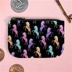 Rainbow Dark Purple Unicorn Seamless Mini Coin Purse Front