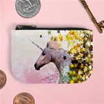 Golden Stars Pink Unicorn Seamless Mini Coin Purse Front