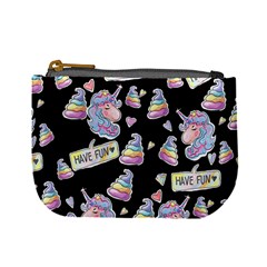 Unicorn Cute Black Cartoon Poop Mini Coin Purse by CoolDesigns