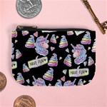 Unicorn Cute Black Cartoon Poop Mini Coin Purse Front