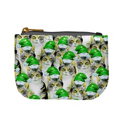 Cute Cat Khaki & Green Xmas Hat Mini Coin Purse by CoolDesigns