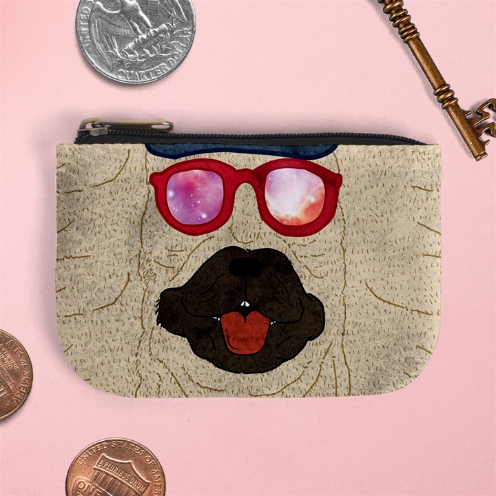 Dirty Beige Cute Pug Mini Coin Purse