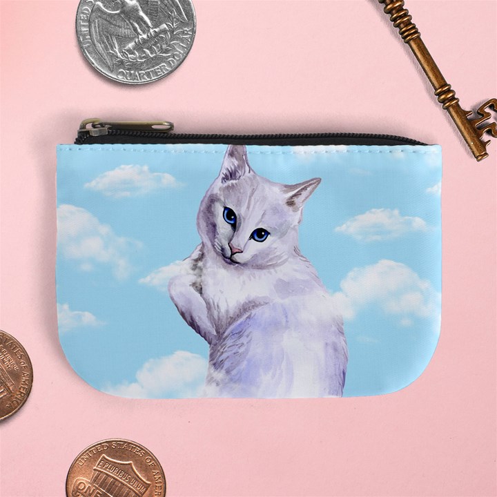 Lovely Cats Pattern Sky Blue Mini Coin Pouch