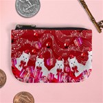 Red Music Cute Kitty Cat Xmas Gift Mini Coin Purse Front