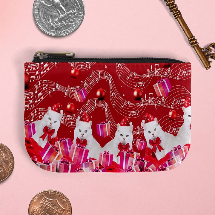 Red Music Cute Kitty Cat Xmas Gift Mini Coin Purse