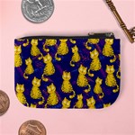 Chubby Tiger Cat Cool Face Purple Blue Mini Coin Purse Back