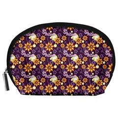 Purple Shine Floral Pattern Accessory Pouch  by CoolDesigns