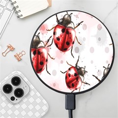 Ladybugs Pattern Texture Watercolor Wireless Fast Charger(black) by Bedest