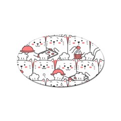 Cute Cat Chef Cooking Seamless Pattern Cartoon Sticker (oval) by Bedest