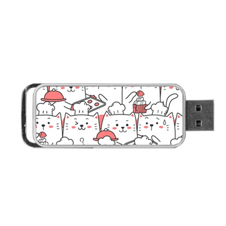 Cute Cat Chef Cooking Seamless Pattern Cartoon Portable USB Flash (One Side)