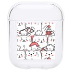 Cute Cat Chef Cooking Seamless Pattern Cartoon Hard PC AirPods 1/2 Case Front