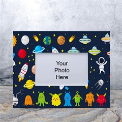 Big Set Cute Astronauts Space Planets Stars Aliens Rockets Ufo Constellations Satellite Moon Rover V White Tabletop Photo Frame 4 x6  by Bedest