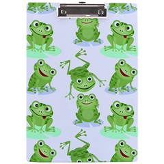 Cute Green Frogs Seamless Pattern A4 Acrylic Clipboard by Bedest