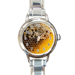 Honeycomb With Bees Round Italian Charm Watch by Bedest